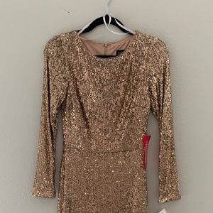 Xscape Long Sleeved Sequin Gown